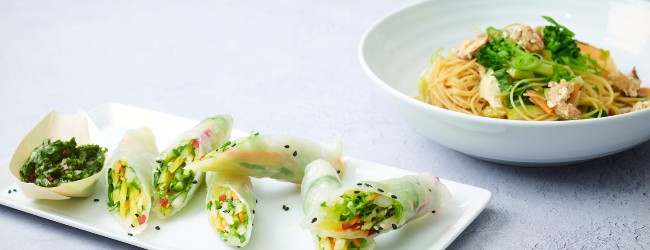 Noodles and spring rolls from District by Eatwise WBS