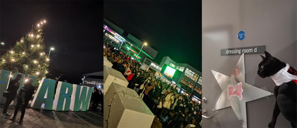 3 photos of Christmas Tree Lights Switch On