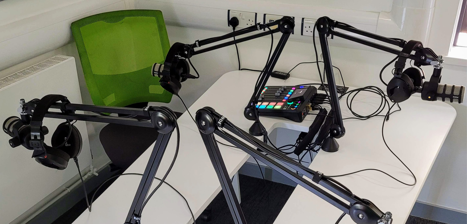Podcasting equipment in the Rapidmooc studio at Westwood
