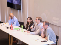 people discussing on a table