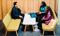 Students sitting in the FAB