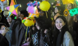 Students at the global illuminations event