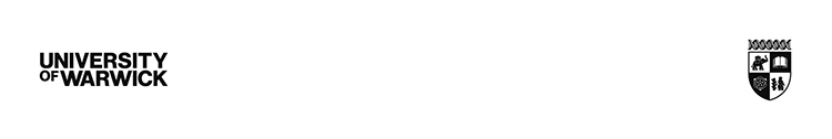 University of Warwick logo in bold type to the left and University crest to the right on a white background