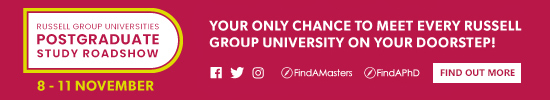 Russell Group Roadshow banner "Your only chance to meet every russell group university on your doorstep"